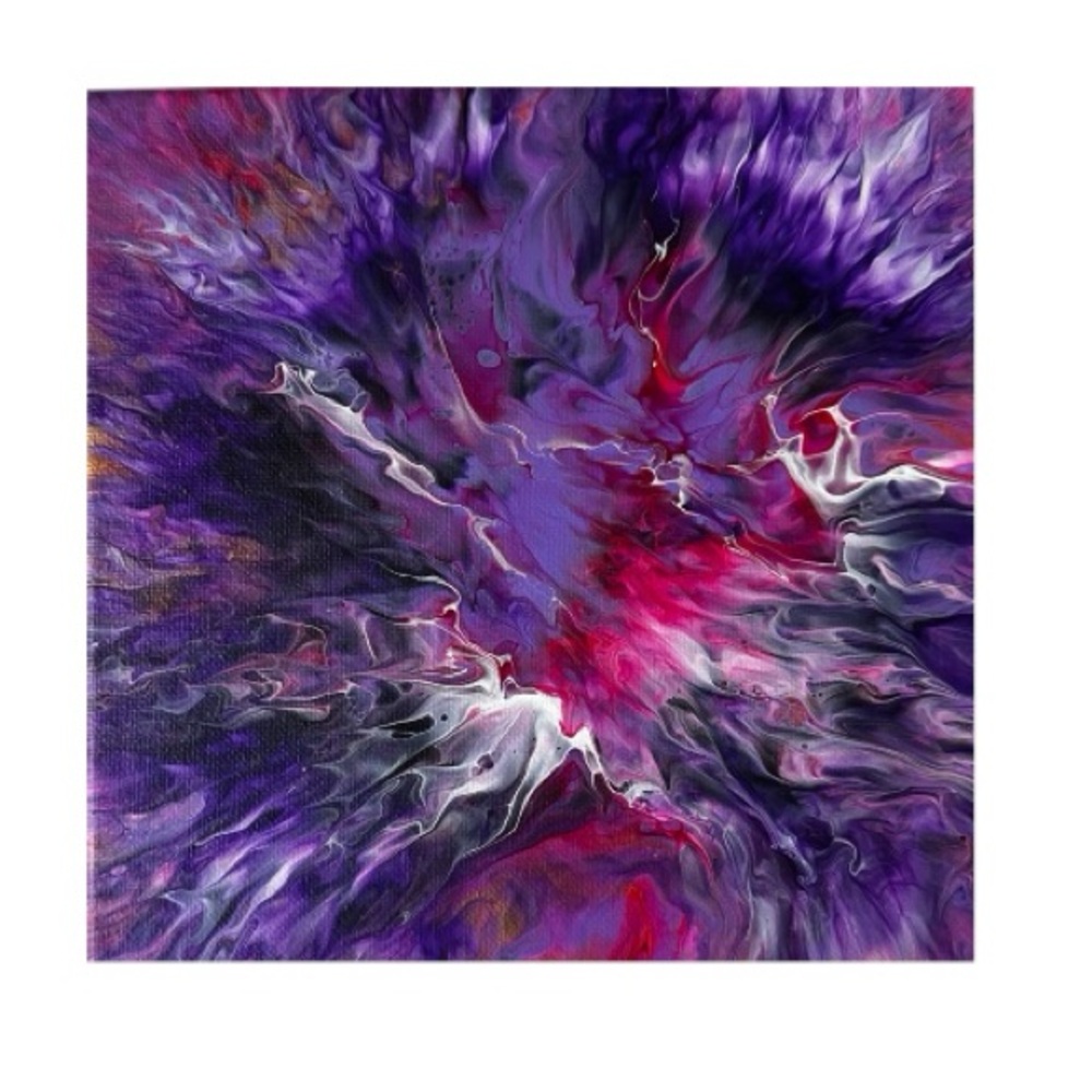 Abstract Purple and Red Canvas Art 8” x 8” Paint Pour
Signed on back